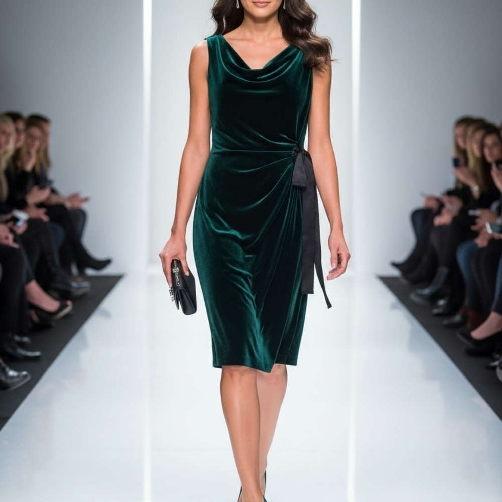 Absolutely Stunning Emeral Green Velvet Sheath Dress Perfect Holiday Dress!!